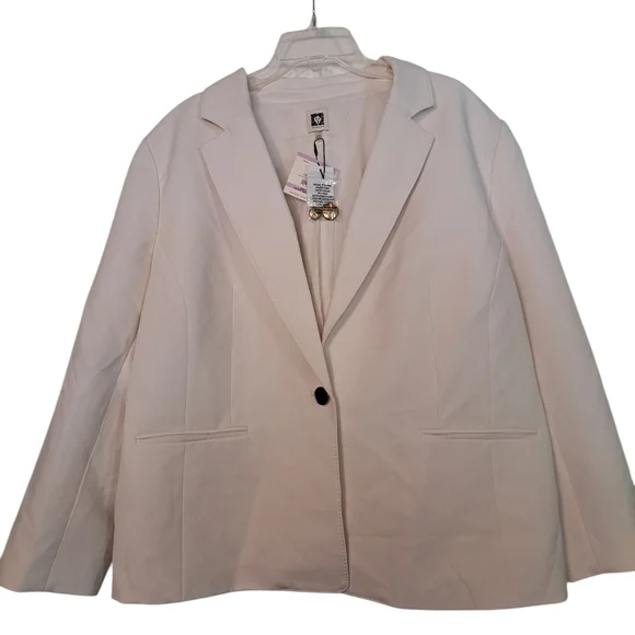 NWT Anne Klein White Lined Single Button Blazer 22W - Picture 2 of 6